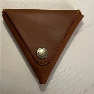 Brown Leather Triangle Coin Pouch